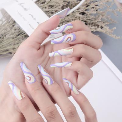 China Easy Wear Pop-copy Ballet Coffin Nail Frosted Wearable Removable Artificial Nail Nails for sale