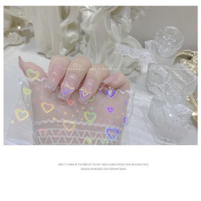 China Love Adhesive Transparent Paper Nail Art Star Laser Stickers Dynamic Aurora Star Decals S-004 for sale