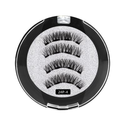 China Natural Four Pieces In One Set Reusable Magnetic False Eyelashes Stick Free Natural 3D Eyelashes With Magnetic Lashes for sale