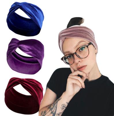 China 2022 New Design Sporty Knot Plaid Yarn Hair Band Stretch Yoga Headscarf Acrylic Hair Accessory for sale