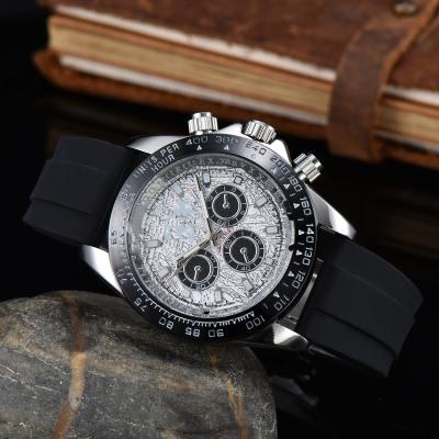 China Luxury top famous brand fashion style men's day/date watch men's watch stainless steel silicone classic strap wristwatch quartz watches gifts for sale