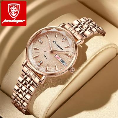 China New Day/Date Fashion Women Watches Rose Gold Mesh Wristwatch Fashion Luxury Simple Waterproof Ladies Date Watch Bracelet Clock for sale