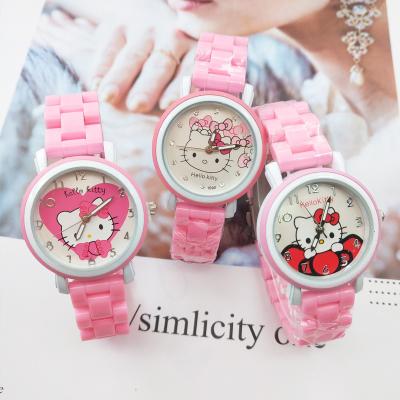 China New Children's Cartoon Hello Kitty Girl Watch Factory Direct Sales Cute Plastic Children Watch for sale