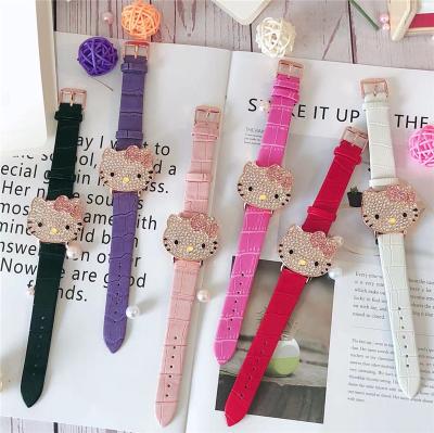 China New Women's Hello Children's Cute Cartoon Kids Girl Kitty Quartz Watch Women's Flip Diamond Inlaid Watch Factory Direct Sales Children's Watch for sale