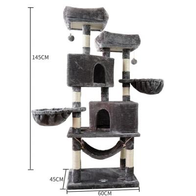 China Viable Gray Color Cat Tree Scratching Toy with Activity Ball and Center Cat Tower Furniture Jute-Covered Scratching Points for sale