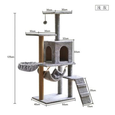 China Cat Tree Cat Tower viable with comfortable use of basket and ladder for indoor cat playing and sleeping for sale