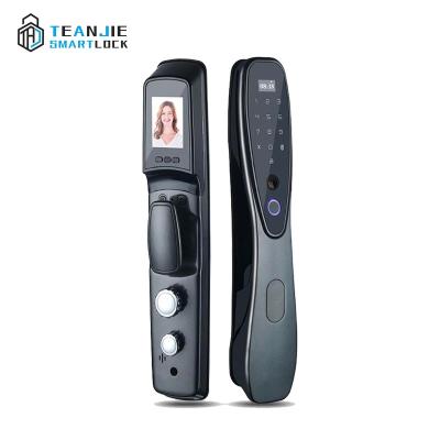 China Aluminum Alloy Full Automatic Fingerprint Passcode Card APP Door Lock Security Smart Lock With Camera for sale