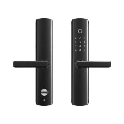 China Beautiful Aluminum Alloy High Strength Smart Secure Biometric Fingerprint Scanner Door Lock with CE FCC RoHS for sale