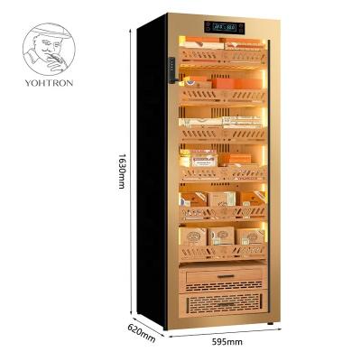 China Hotel 1700 Count Premium New Design Yohtron Temp&Humidity Customized Cigar Cabinet Precise for sale