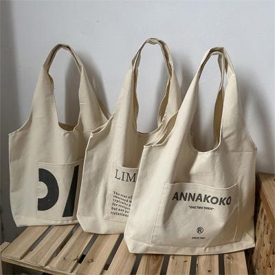 China Durable Custom Printing Eco Cotton Canvas Bags New Style Shopping Tote Bag Women Single Shoulder Messenger Bag for sale