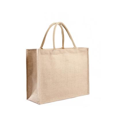 China Cheap Custom Logo Printed Eco Recycle Natural Burlap Durable Foldable Jute Tote Bag Shopping From China Manufacturer for sale