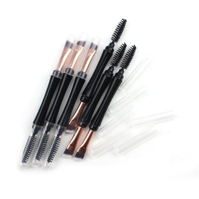 China Smudge Brush Eyebrow Brush Private Label Makeup Double Ended Eyelash Brush Cosmetic Angled Eyebrow Brush for sale