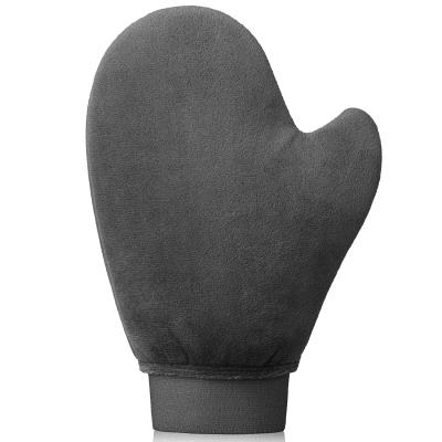 China Double Sided Tanner Applicator Mittens Black Tanner Reusable Mitts Body Self Gloves With 2000 Inch Accommodated Velor Sponge for sale