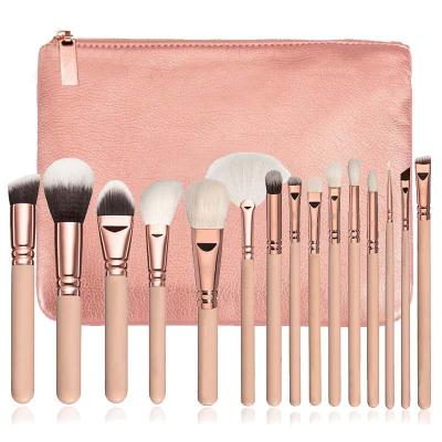 China Angular Blush 2019 Hot Sale Professional PU Leather Soft Cosmetic Bag 15 PCS Makeup Brush Set for sale