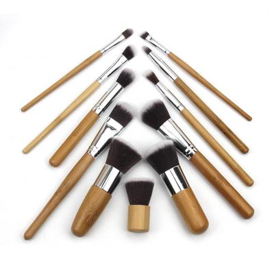 China Angular Blush Top Selling Cosmetic Brushes Kit Make Up Brush Set High Quality Eco-Friendly Nylon Bamboo Handle 11 Pcs Hair Makeup Brushes for sale