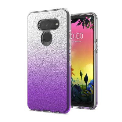 China Two-in-One Combo Purple Gradient Transparent Mobile Case Clear Phone Covers For LG K51 Pen 6 Harmony K61 4 for sale