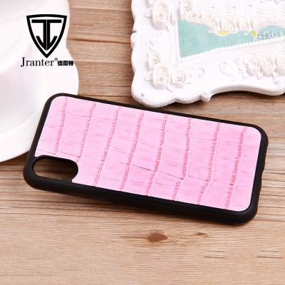 China Dust Proof Real Leather Cell Phone Case , Embossed Leather Crocodile Cell Phone Shell For Phone Case for sale