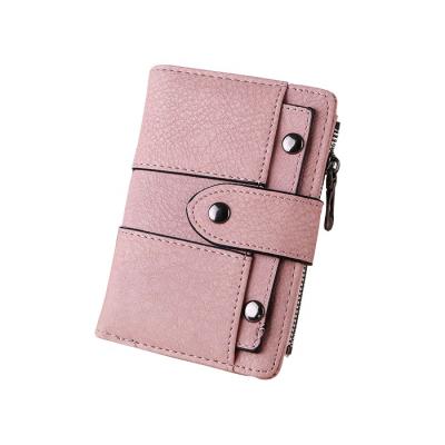 China New 2019 wholesale anti-theft fashion shorts wallets PU leather ladies pinch zipper wallet women for sale