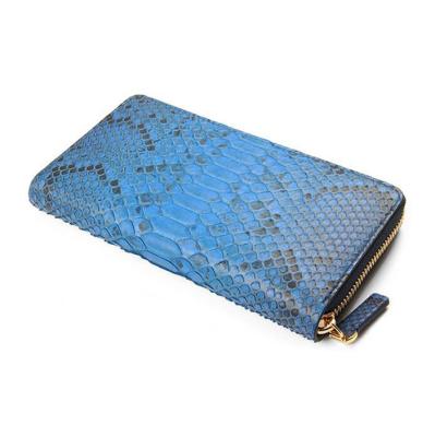 China Normcore/minimalist luxury genuine snakeskin python leather long zipper women clutch wallet ladies pinch wallet for sale