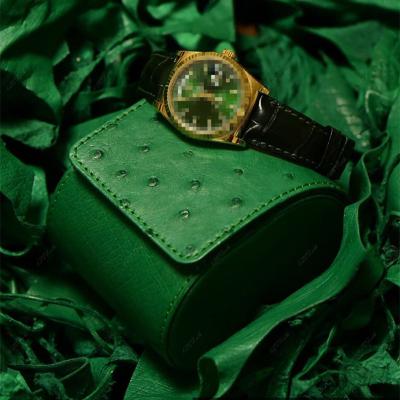 China Portable Mini Single Watch Storage Case Travel Case Skin Watch Boxes Carry Storage Case Luxury Ostrich Custom for sale