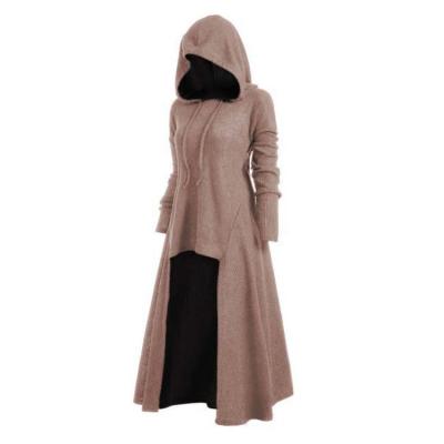 China 2022 Anti-Static Woman Sweatshirts Style Vintage Medieval Hooded High-low Edge Women Long Sleeve Ribbed Dress for sale