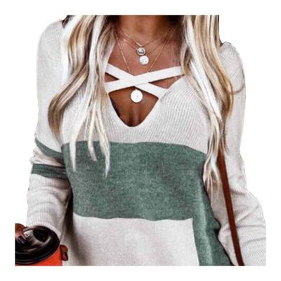 China 2021 New Autumn And Winter Solid Simple Anti-wrinkle fashion sexy knitted sleeveless sweater cross-check V-neck long for sale