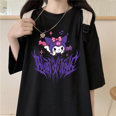 China 2021 Gothic Streetwear O-hals Zoete Meisjes Harajuku QUICK DRY Hot Sale Cartoon Printing Kuromi T-shirt T-shirt for sale