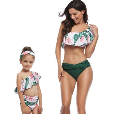 China 2021 QUICK DRY Matching Kids Swimsuit Women Swimwear Beachwear Family Swimwear Matching Swimwear For Girls for sale