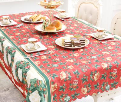 China Fabric Dining Table Cloth 150*180MM Table Cover Merry Christmas Home Decoration Printing Table Cloth for sale