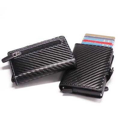 China Normcore/Minimalist Pop Up Slim Aluminum Wallet Carbon Fiber RFID Blocking Wallet For Men Invent Purse Card Holder for sale