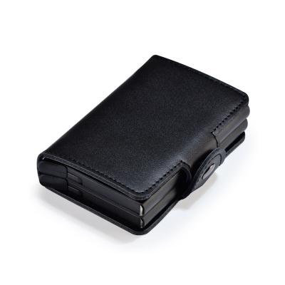 China Normcore/Minimalist Men's RFID Genuine Leather Wallet Automatic Noise Blocking Up Credit Card Holder Case for sale