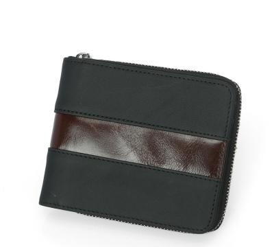 China RFID Mens Genuine Leather Shorts Zipper-Around Bifold Wallet With Zipper Coin Pocket Credit Cards Case Wallet for sale