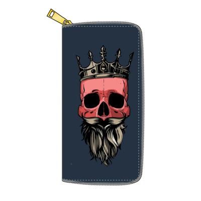 China Anti-theft New Long Skull 2PU Series Zipper Wallet Can Be Customized Wallet Halloween Wacky Wallet for sale