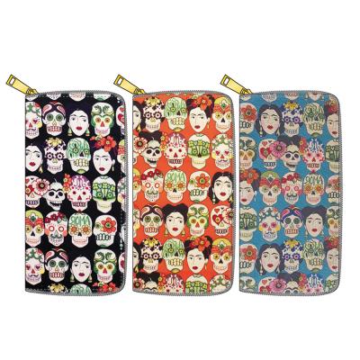 China New anti-theft skull long purse kids bag cute long wallet men's wallet good product for sale