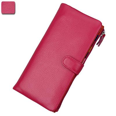 China Lattice Women Wallet Purse Phone Card Holder Clutch Capacity Pocket Large Long Grab Women's Wallet Genuine Leather for sale