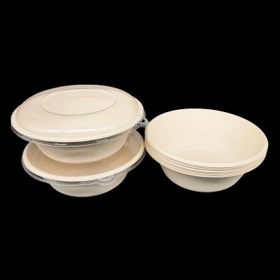 China 40oz Custom Biodegradable Salad Bowl Food Box Sugarcane Bagasse Food Container with Dome Lid for sale