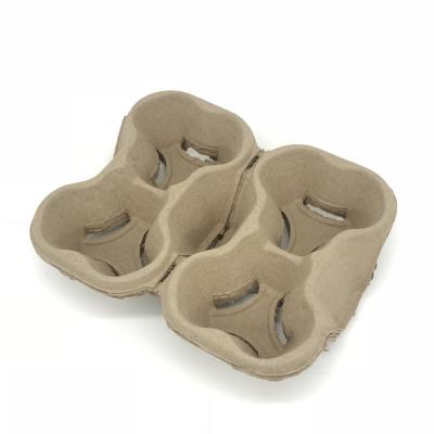 China Recycled Materials 2x2 Recycled Paper Pulp Coffee Carrier Splitable Takeout Paper Cup Holder for sale