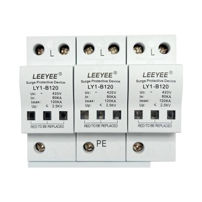 China CE Certificated 120kA 3P 385V/420V Three Phase Surge Arrester LY1-B120/3P LY1-B120/3P for sale