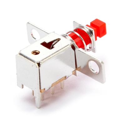 China Power Switch 2P2T 22F03 Straight Push Switch 6pins Main Switch For Power Supply With 2 Supports PS-22F03-4 for sale