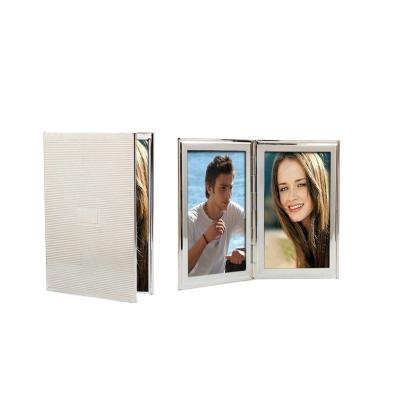 China Mini Pocket Photo Frame Portable Desktop Decoration Metal Photo View Travel Double Sided Picture Frame For Lover's Gifts for sale