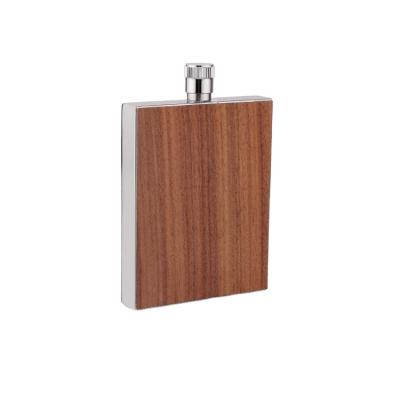 China Wholesale Minimalist 3 Ounce Rectangle Oak Wood Veneer Accent High End Factory Custom Hip Flask for sale