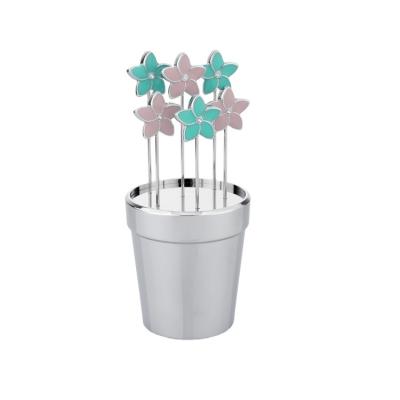 China Viable Plant Flower Decor Wholesale Picks With Clear Crystal And Holder Cocktail Picks for sale