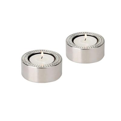 China Morden ODM factory direct sales set of 2 circle silver glitter modern candle holder for sale