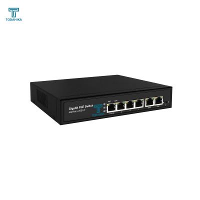 China Delay time <5us 2xGigabit RJ45 and 4x10/100/1000Base-T PoE Port 10 Gpbs 10/100/1000M Ethernet Switch for sale