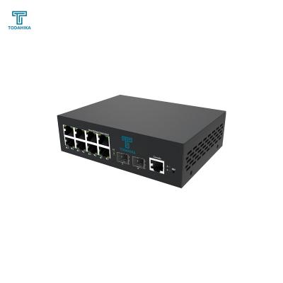 China Delay time <7us 2xGigabit SFP and 8x10/100/1000Base-T Ports 20 Gpbs 10/100/1000M Ethernet Switch for sale