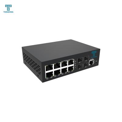 China Delay time <7us 4xGigabit SFP and 8x10/100/1000Base-T Ports 24 Gpbs 10/100/1000M Ethernet Switch for sale