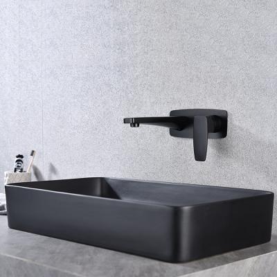 China High Quality Metered Taps Trimmer Matt Black Wall Mount Single Handle Concealed Mixer Tap Bathroom Basin Faucet for sale