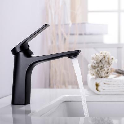 China Metered Faucets Matt Black Hot and Cold Water Deck Mounted Single Handle Bathroom Toilet Faucet Brass Basin Faucet for sale