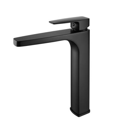 China Modern Metered Faucets Deck Mounted Single Handle Matt Black Bathroom Basin Faucet Wash Mixer Tap for sale