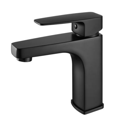 China Taps China Factory Contemporary Single Lever Deck Mount Handle Trimmer Black Single Sink Taps Bathroom Basin Mixer for sale